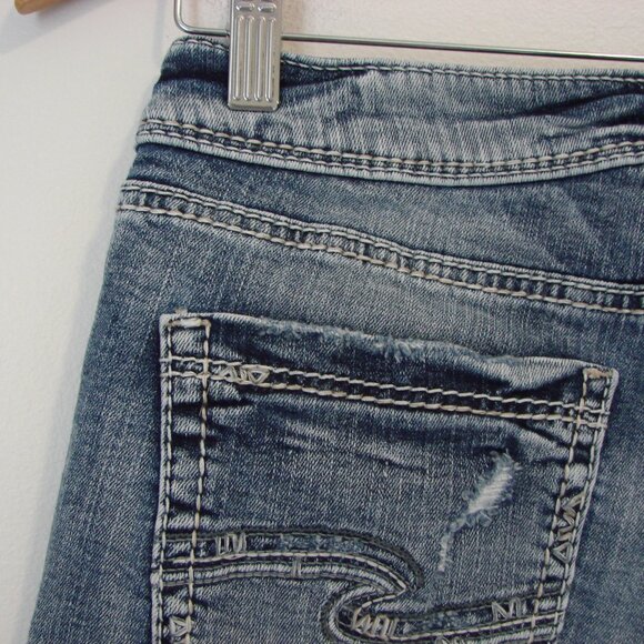 Silver Jeans Sam Jean Short Cuffed Distressed Size 26 4.5" Inseam - Picture 14 of 15
